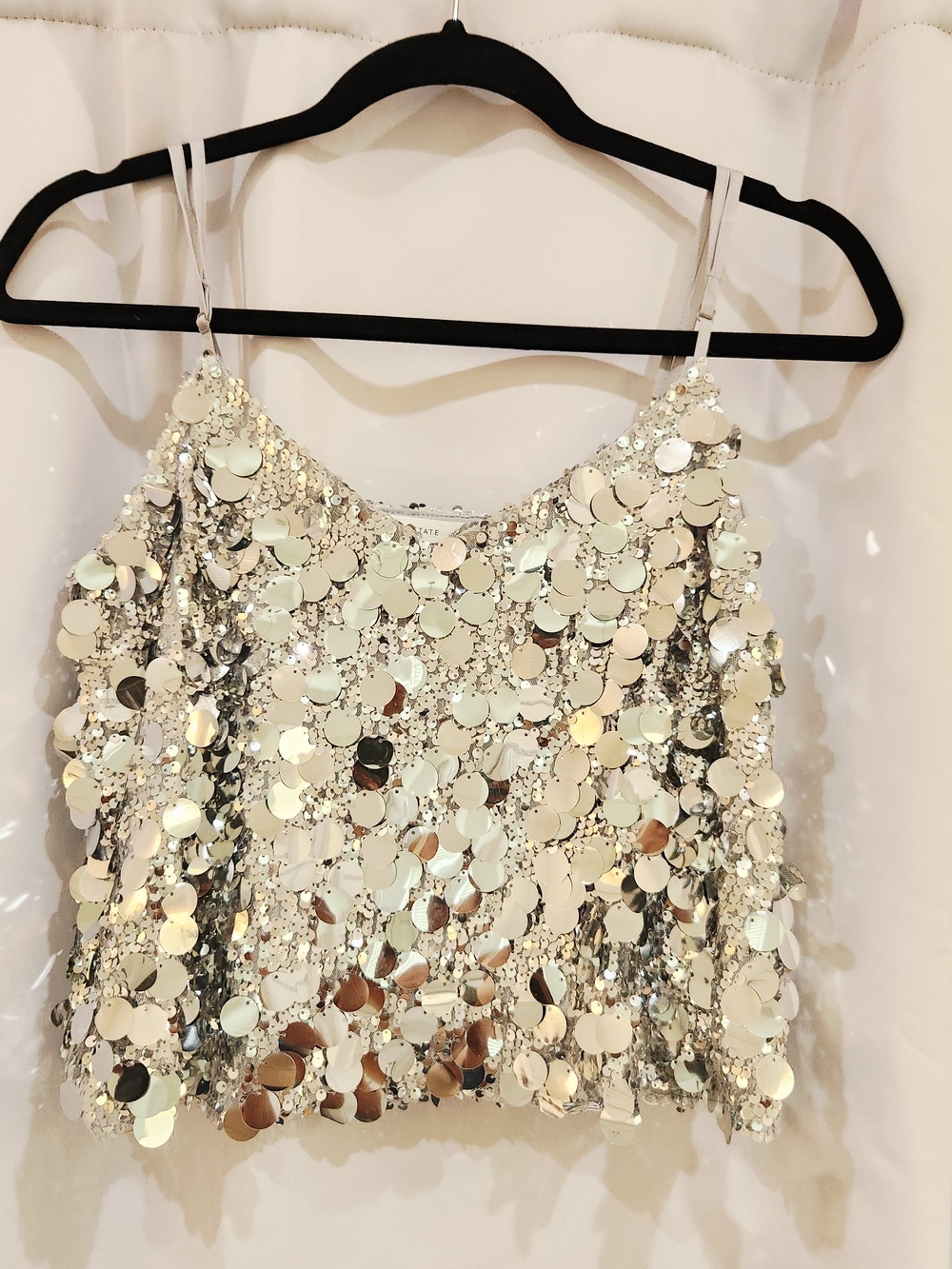 Altar'd State Silver Sequin Party Top